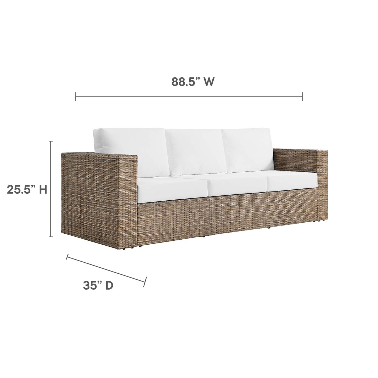 Modway - Convene Outdoor Patio Sofa by Modway  Outdoor Furniture Sofa Sectionals White - EEI-6245-CAP-WHI
