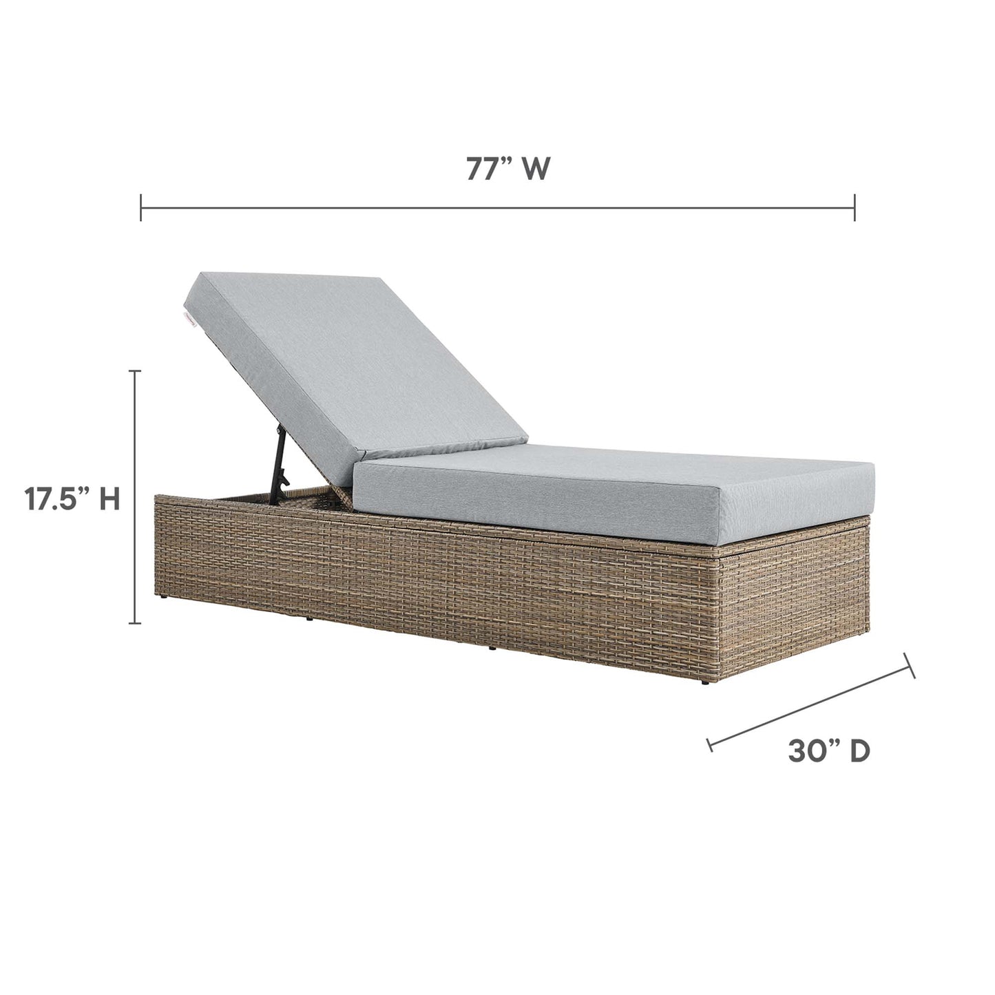 Modway - Convene Outdoor Patio Chaise Lounge Chair by Modway  Outdoor Furniture Sofa Sectionals Gray - EEI-6247-CAP-GRY