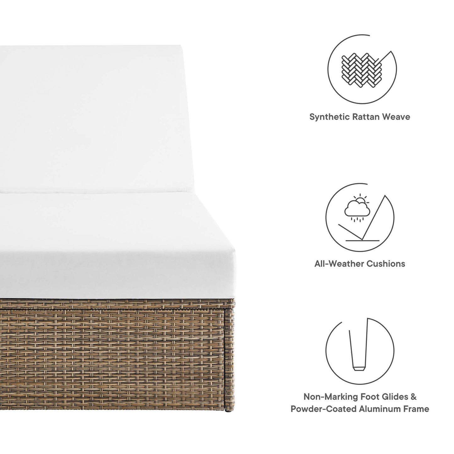 Modway - Convene Outdoor Patio Chaise Lounge Chair by Modway  Outdoor Furniture Sofa Sectionals White - EEI-6247-CAP-WHI