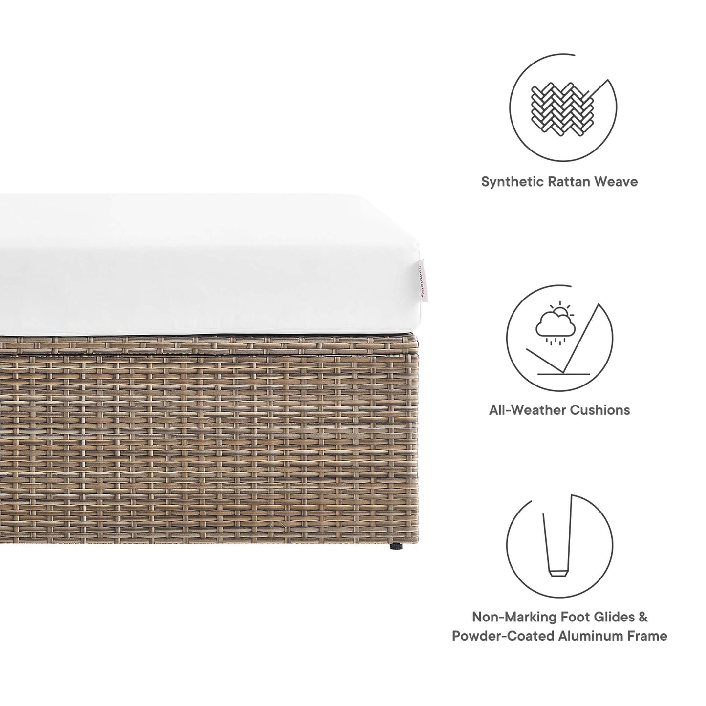 Modway - Convene Outdoor Patio Rectangle Ottoman by Modway  Outdoor Furniture Sofa Sectionals White - EEI-6248-CAP-WHI