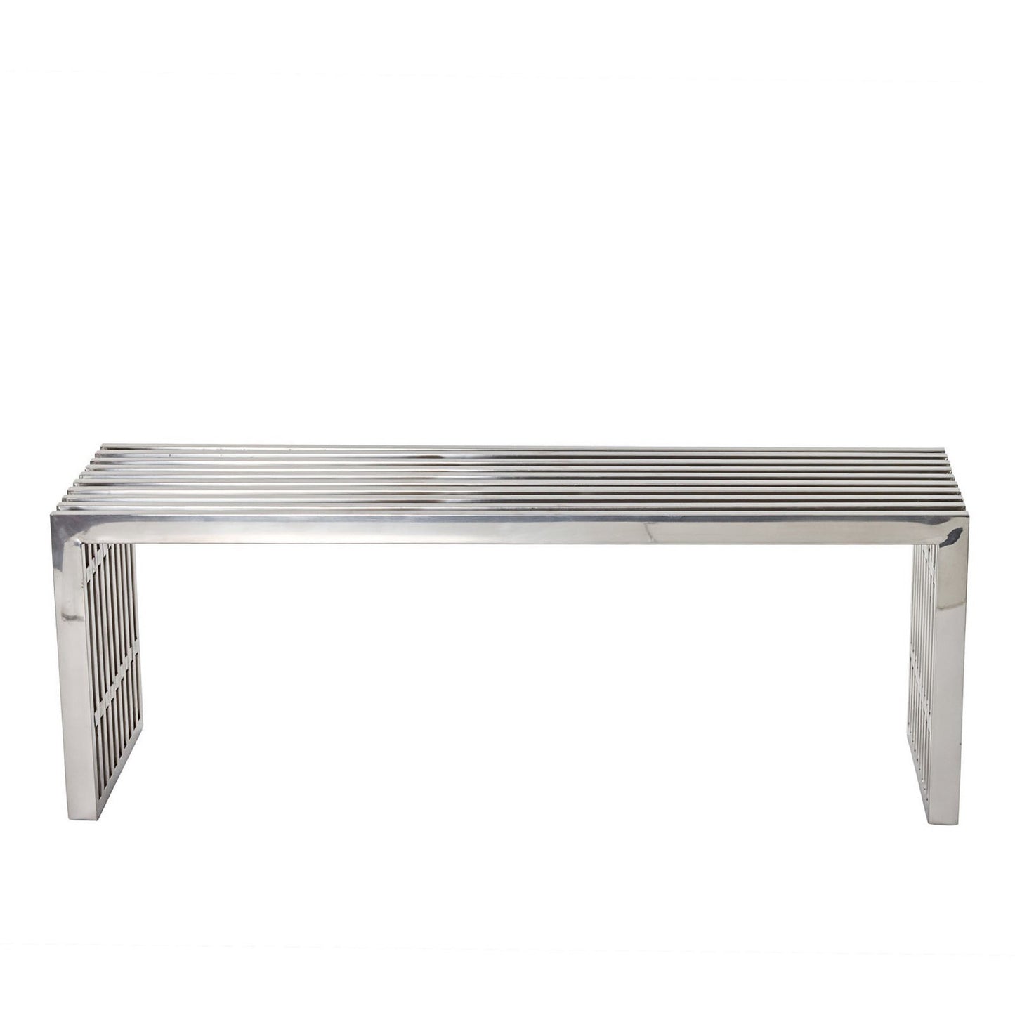 Modway - Gridiron Medium Stainless Steel Bench by Modway  Living Room Benches and Stools Silver - EEI-625-SLV