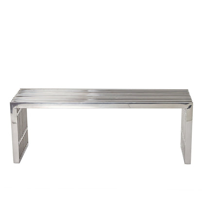 Modway - Gridiron Medium Stainless Steel Bench by Modway  Living Room Benches and Stools Silver - EEI-625-SLV
