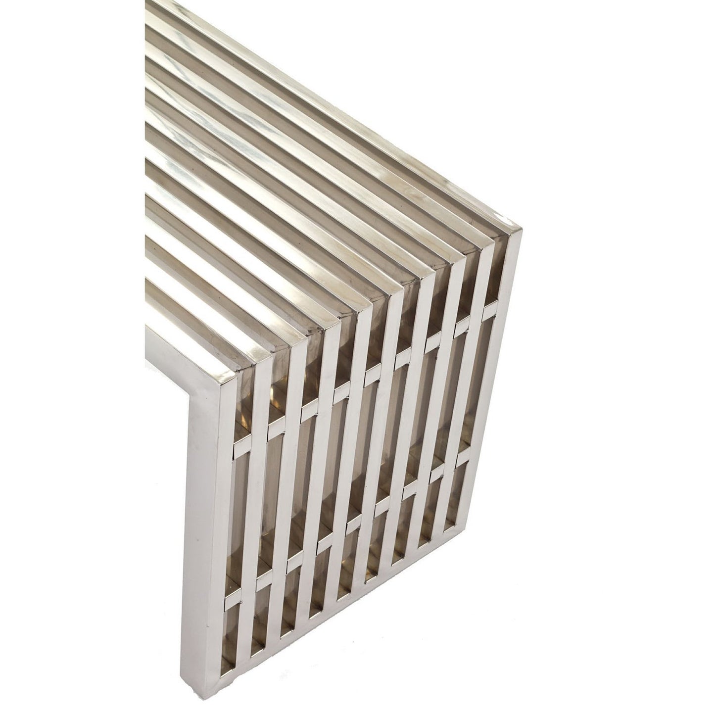 Modway - Gridiron Medium Stainless Steel Bench by Modway  Living Room Benches and Stools Silver - EEI-625-SLV