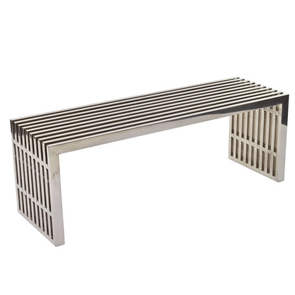 Modway - Gridiron Medium Stainless Steel Bench by Modway  Living Room Benches and Stools Silver - EEI-625-SLV