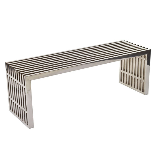 Modway - Gridiron Medium Stainless Steel Bench by Modway  Living Room Benches and Stools Silver - EEI-625-SLV