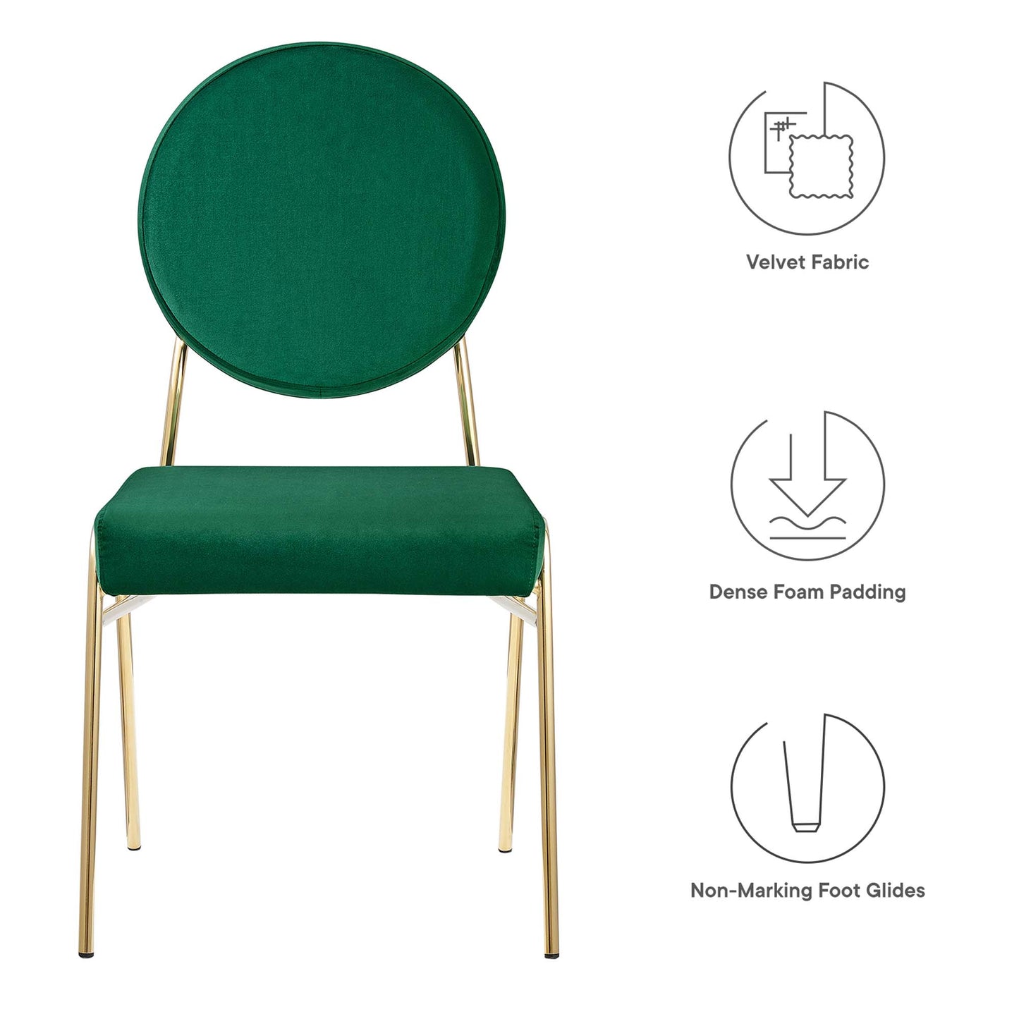 Modway Outlet Craft Performance Velvet Dining Side Chair by Modway  Bar and Dining Furniture Gold Green - EEI-6252-GLD-GRN