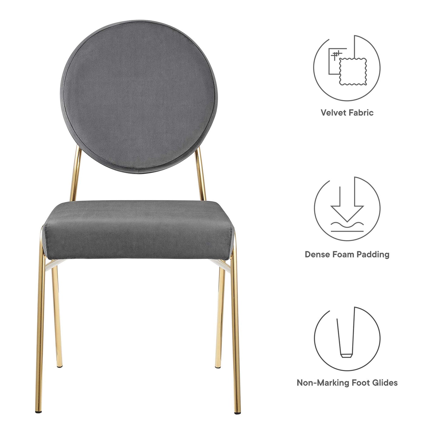 Modway Outlet Craft Performance Velvet Dining Side Chair by Modway  Bar and Dining Furniture Gold Gray - EEI-6252-GLD-GRY