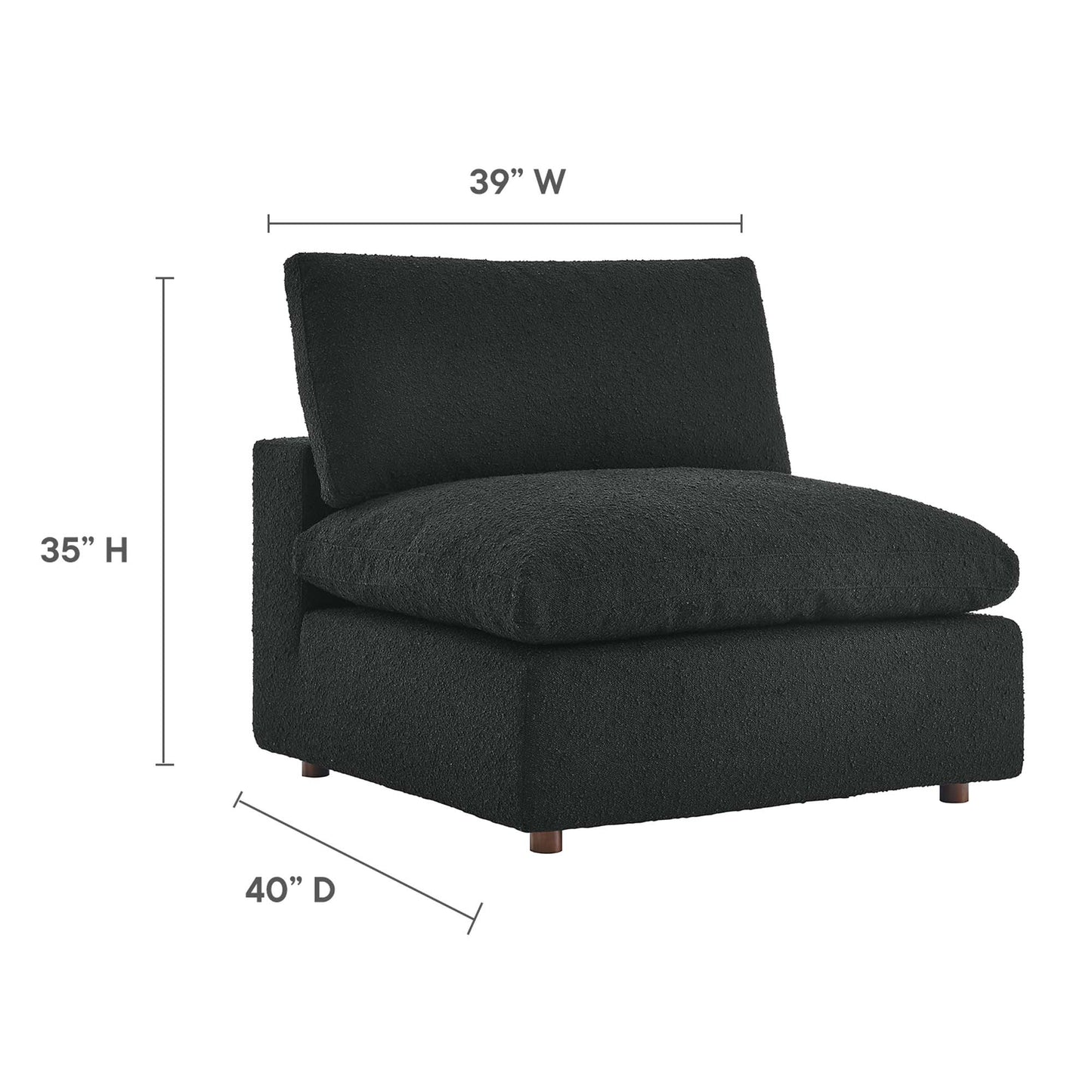 Modway - Commix Down Filled Overstuffed Boucle Fabric Armless Chair by Modway  Living Room Sofas and Armchairs Black - EEI-6257-BLK