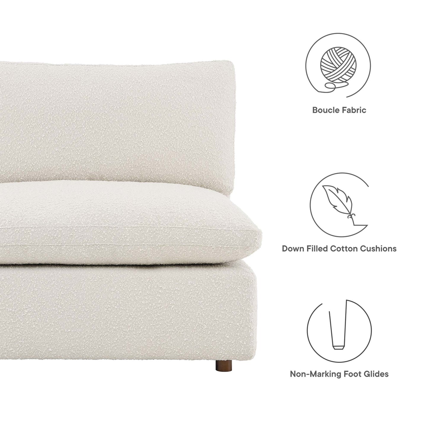 Modway - Commix Down Filled Overstuffed Boucle Fabric Armless Chair by Modway  Living Room Sofas and Armchairs White - EEI-6257-IVO