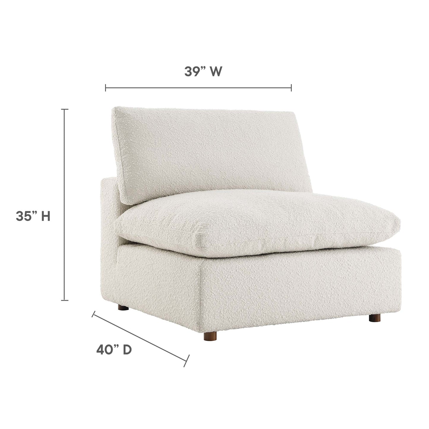 Modway - Commix Down Filled Overstuffed Boucle Fabric Armless Chair by Modway  Living Room Sofas and Armchairs White - EEI-6257-IVO