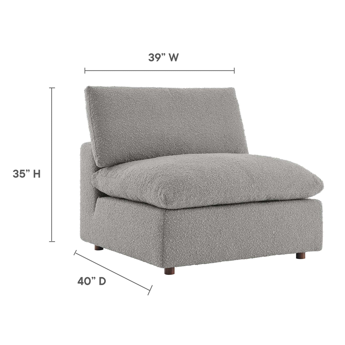 Modway - Commix Down Filled Overstuffed Boucle Fabric Armless Chair by Modway  Living Room Sofas and Armchairs Gray - EEI-6257-LGR