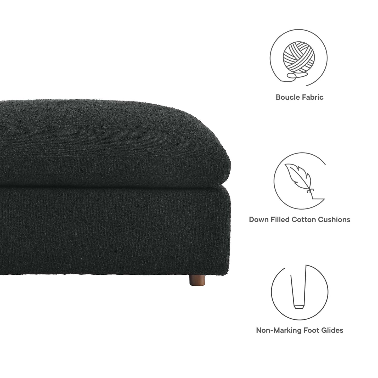 Modway - Commix Down Filled Overstuffed Boucle Fabric Ottoman by Modway  Living Room Sofas and Armchairs Black - EEI-6258-BLK