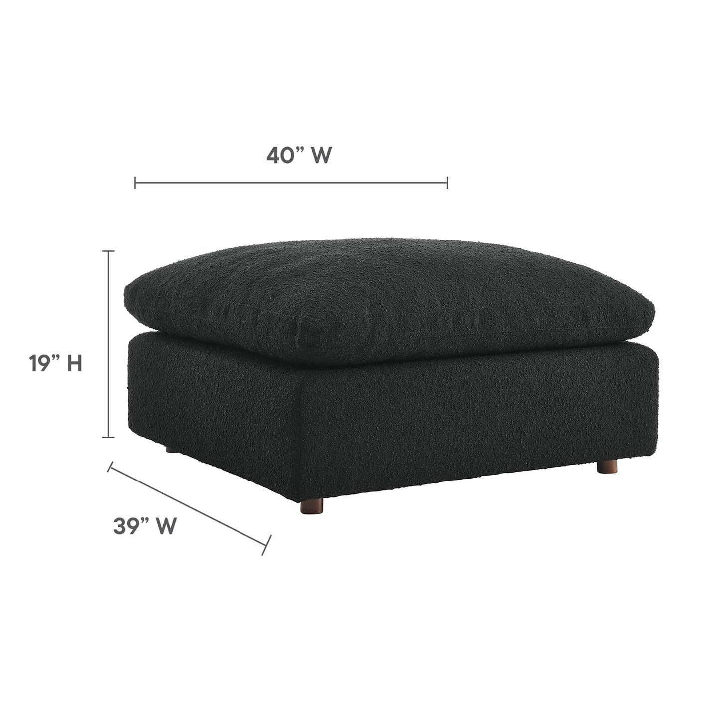 Modway - Commix Down Filled Overstuffed Boucle Fabric Ottoman by Modway  Living Room Sofas and Armchairs Black - EEI-6258-BLK