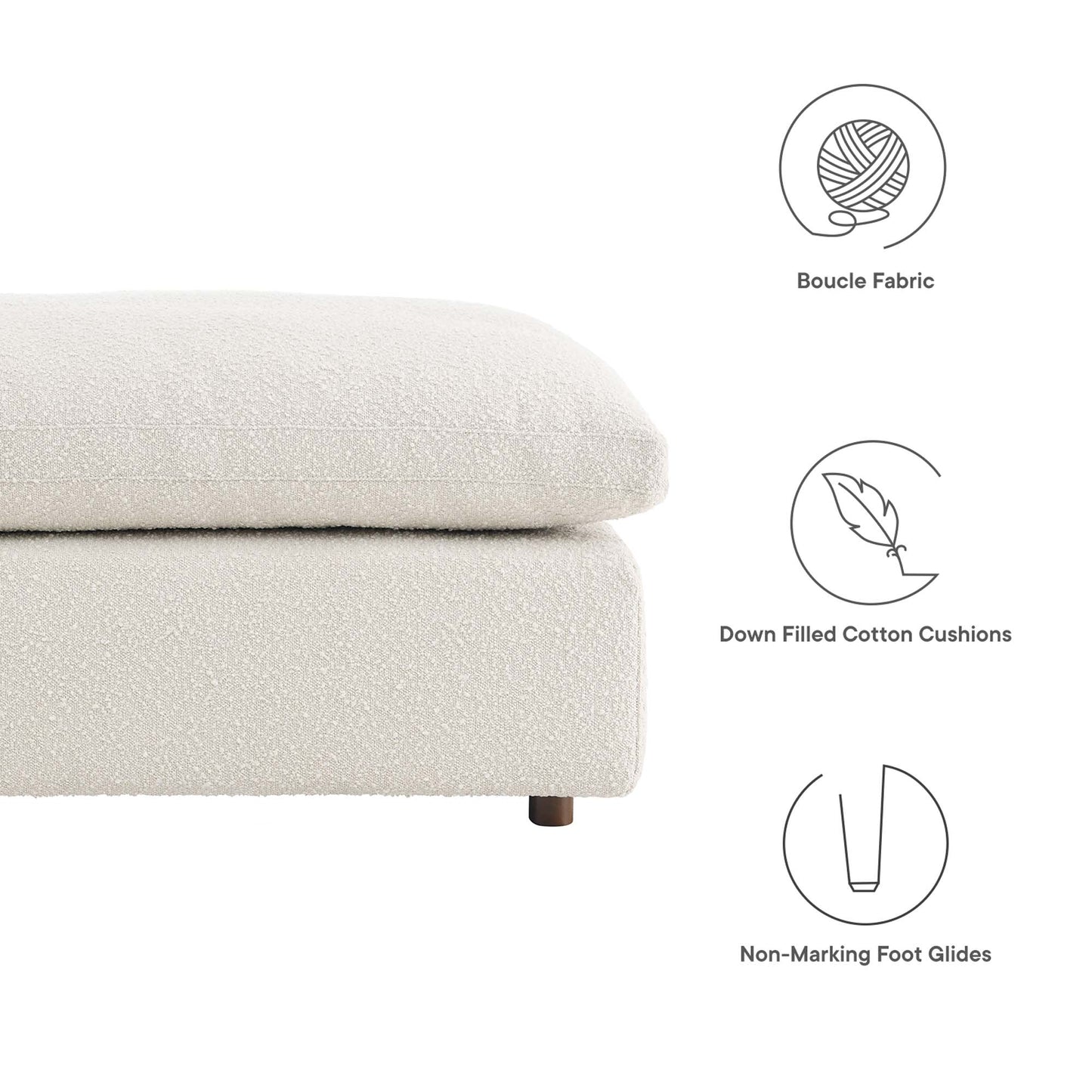 Modway - Commix Down Filled Overstuffed Boucle Fabric Ottoman by Modway  Living Room Sofas and Armchairs White - EEI-6258-IVO