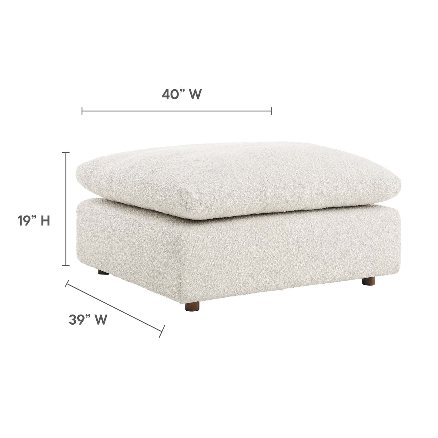 Modway - Commix Down Filled Overstuffed Boucle Fabric Ottoman by Modway  Living Room Sofas and Armchairs White - EEI-6258-IVO