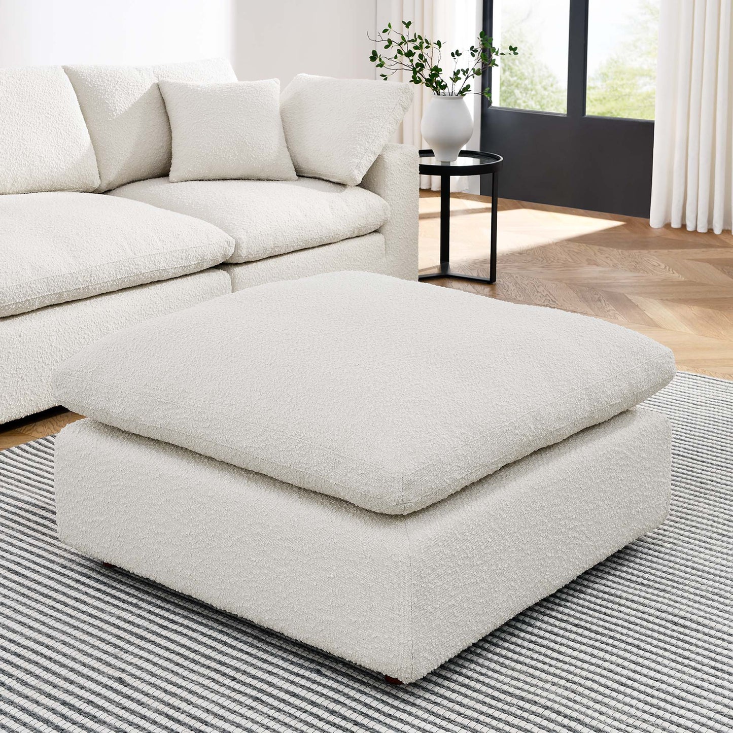 Modway - Commix Down Filled Overstuffed Boucle Fabric Ottoman by Modway  Living Room Sofas and Armchairs White - EEI-6258-IVO