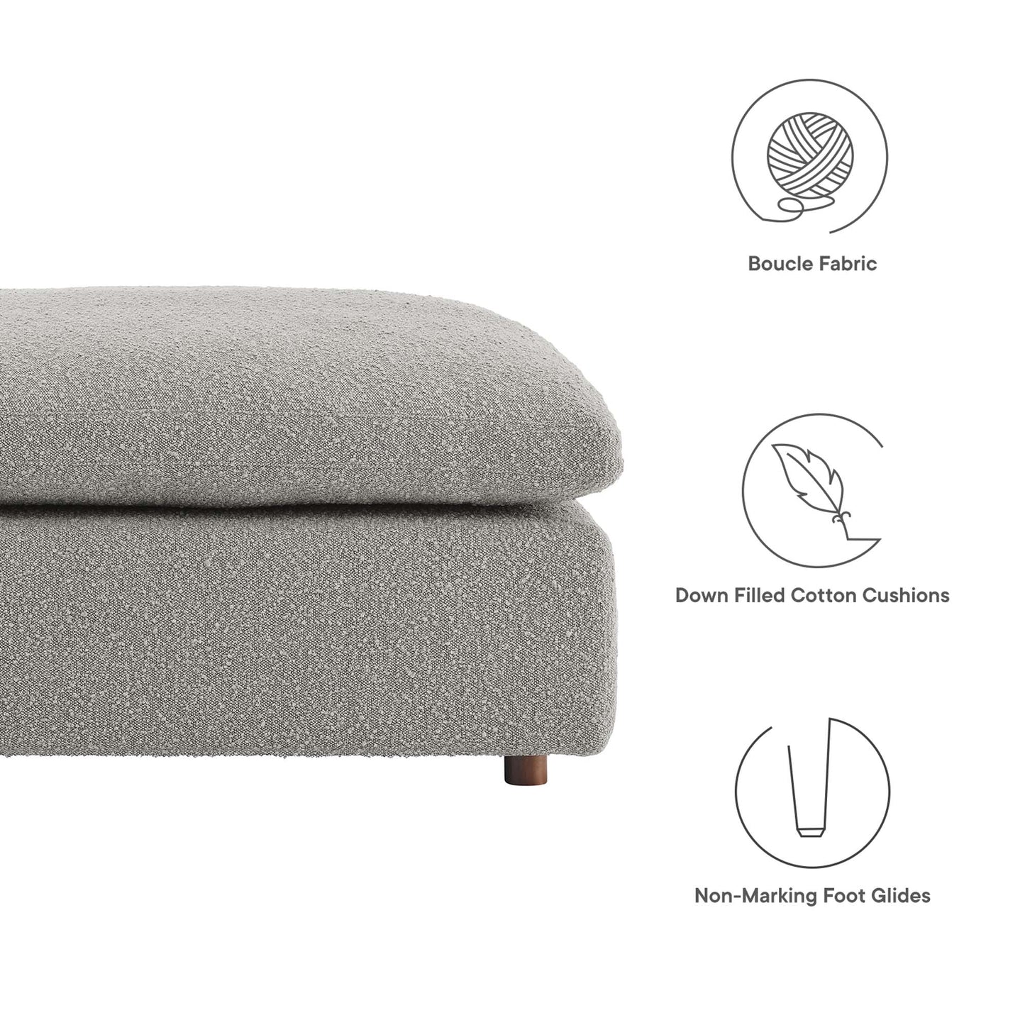 Modway - Commix Down Filled Overstuffed Boucle Fabric Ottoman by Modway  Living Room Sofas and Armchairs Gray - EEI-6258-LGR
