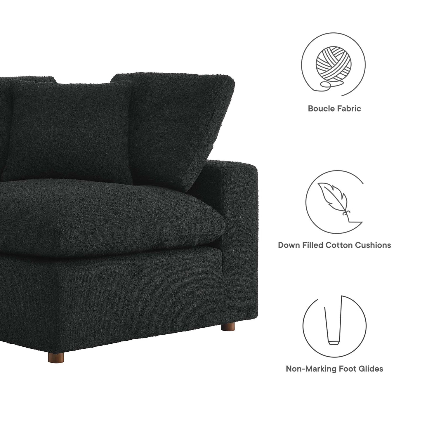 Modway - Commix Down Filled Overstuffed Boucle Fabric Corner Chair by Modway  Living Room Sofas and Armchairs Black - EEI-6259-BLK
