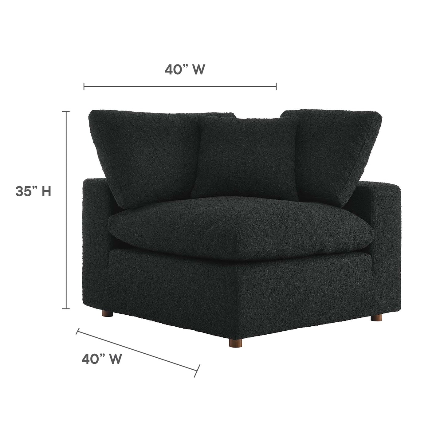 Modway - Commix Down Filled Overstuffed Boucle Fabric Corner Chair by Modway  Living Room Sofas and Armchairs Black - EEI-6259-BLK