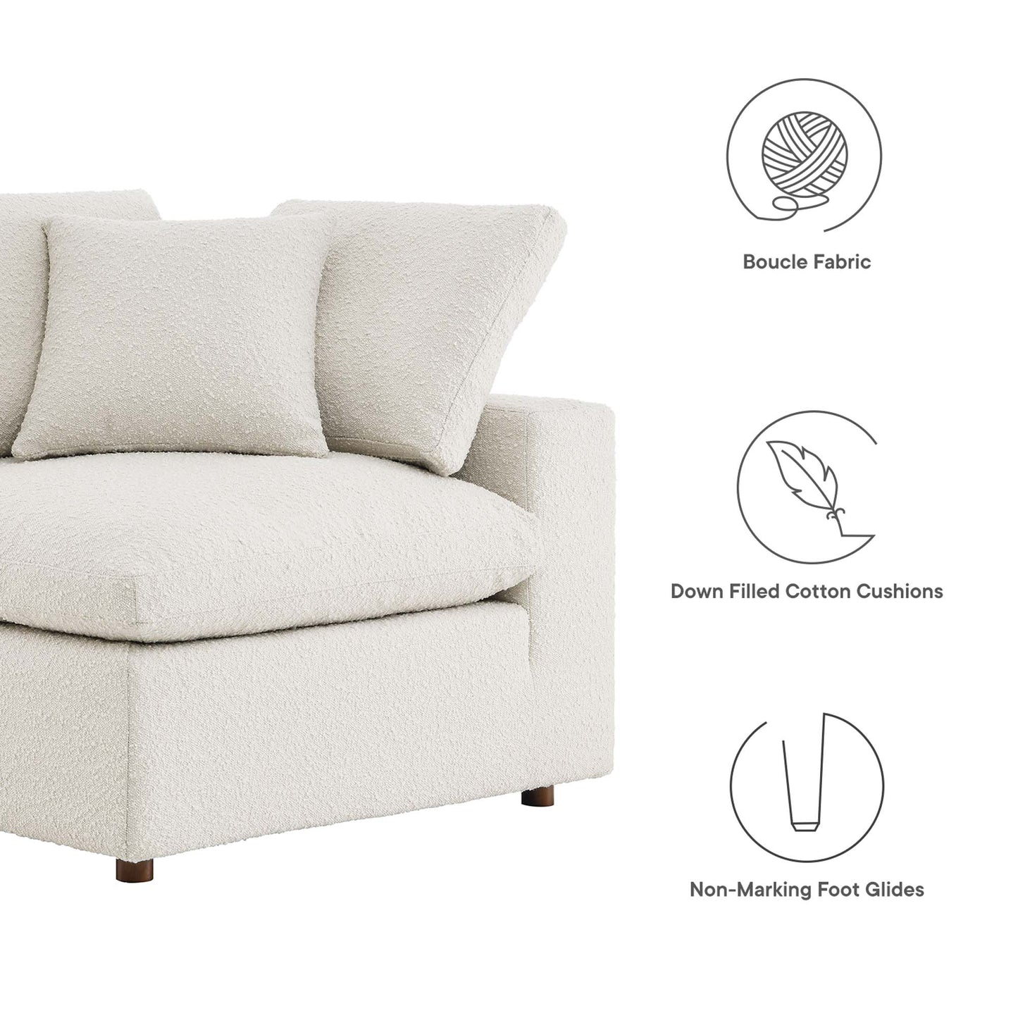 Modway - Commix Down Filled Overstuffed Boucle Fabric Corner Chair by Modway  Living Room Sofas and Armchairs White - EEI-6259-IVO