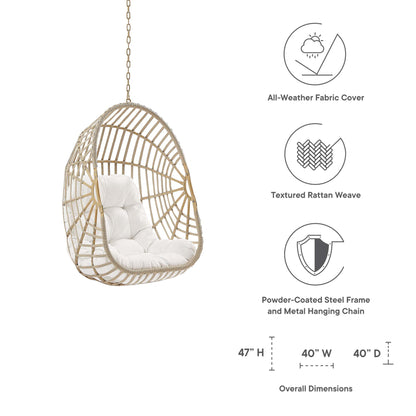 Modway - Amalie Wicker Rattan Outdoor Patio Rattan Swing Chair without Stand by Modway  Outdoor Furniture Daybeds and Lounges White - EEI-6261-NAT-WHI