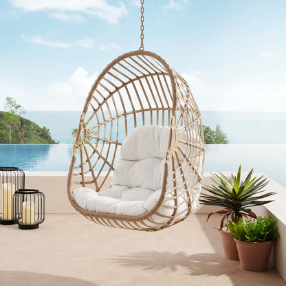 Modway - Amalie Wicker Rattan Outdoor Patio Rattan Swing Chair without Stand by Modway  Outdoor Furniture Daybeds and Lounges White - EEI-6261-NAT-WHI