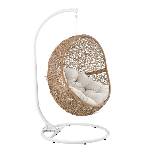 Modway - Encase Outdoor Patio Rattan Swing Chair by Modway  Outdoor Furniture Daybeds and Lounges Brown - EEI-6262-CAP-BEI