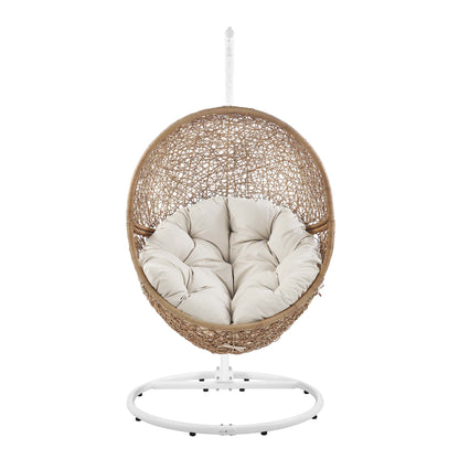 Modway - Encase Outdoor Patio Rattan Swing Chair by Modway  Outdoor Furniture Daybeds and Lounges Brown - EEI-6262-CAP-BEI