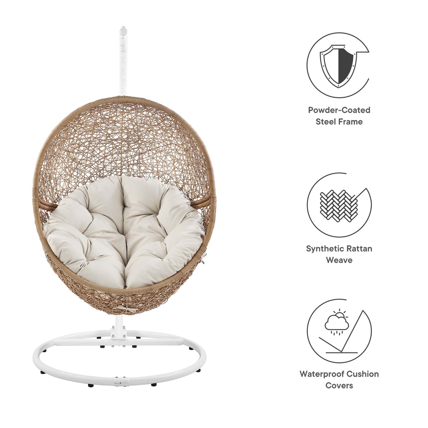 Modway - Encase Outdoor Patio Rattan Swing Chair by Modway  Outdoor Furniture Daybeds and Lounges Brown - EEI-6262-CAP-BEI