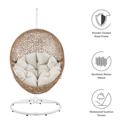 Modway - Encase Outdoor Patio Rattan Swing Chair by Modway  Outdoor Furniture Daybeds and Lounges Brown - EEI-6262-CAP-BEI