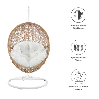 Modway - Encase Outdoor Patio Rattan Swing Chair by Modway  Outdoor Furniture Daybeds and Lounges White - EEI-6262-CAP-WHI