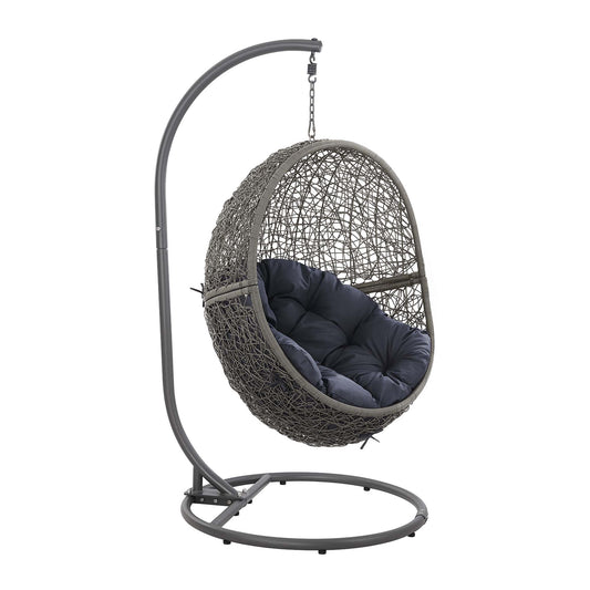Modway Outlet Encase Outdoor Patio Rattan Swing Chair by Modway  Outdoor Furniture Furniture Gray Navy - EEI-6262-GRY-NAV