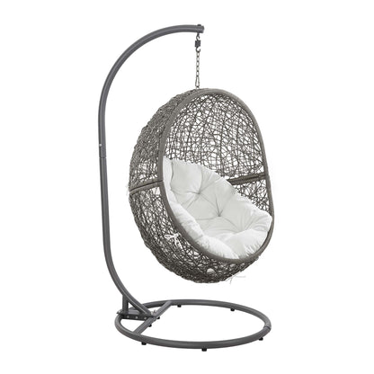Modway Outlet Encase Outdoor Patio Rattan Swing Chair by Modway  Outdoor Furniture Furniture Gray White - EEI-6262-GRY-WHI