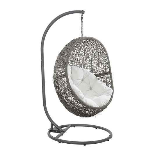 Modway Outlet Encase Outdoor Patio Rattan Swing Chair by Modway  Outdoor Furniture Furniture Gray White - EEI-6262-GRY-WHI