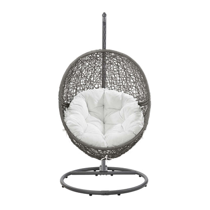 Modway Outlet Encase Outdoor Patio Rattan Swing Chair by Modway  Outdoor Furniture Furniture Gray White - EEI-6262-GRY-WHI