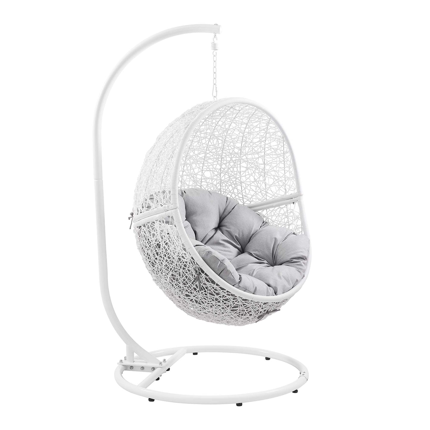 Modway Outlet Encase Outdoor Patio Rattan Swing Chair by Modway  Outdoor Furniture Furniture White Gray - EEI-6262-WHI-GRY