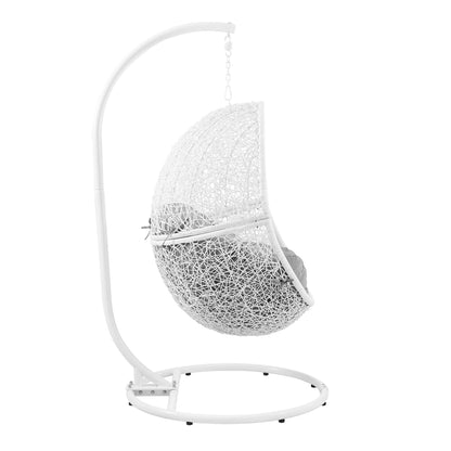 Modway Outlet Encase Outdoor Patio Rattan Swing Chair by Modway  Outdoor Furniture Furniture White Gray - EEI-6262-WHI-GRY