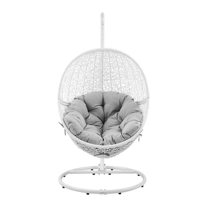 Modway Outlet Encase Outdoor Patio Rattan Swing Chair by Modway  Outdoor Furniture Furniture White Gray - EEI-6262-WHI-GRY