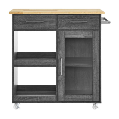Modway Outlet Culinary Kitchen Cart With Towel Bar by Modway  Bar and Dining Furniture Charcoal Natural - EEI-6275-CHA-NAT