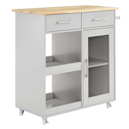 Modway Outlet Culinary Kitchen Cart With Towel Bar by Modway  Bar and Dining Furniture Light Gray Natural - EEI-6275-LGR-NAT