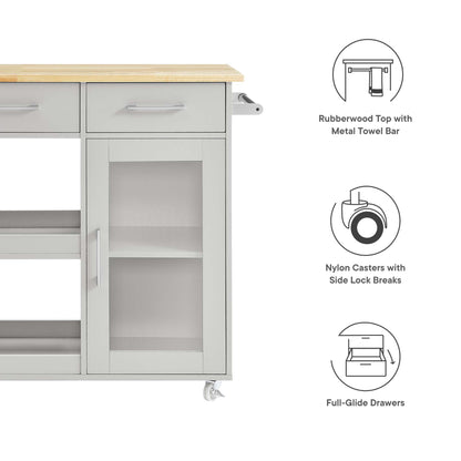 Modway Outlet Culinary Kitchen Cart With Towel Bar by Modway  Bar and Dining Furniture Light Gray Natural - EEI-6275-LGR-NAT