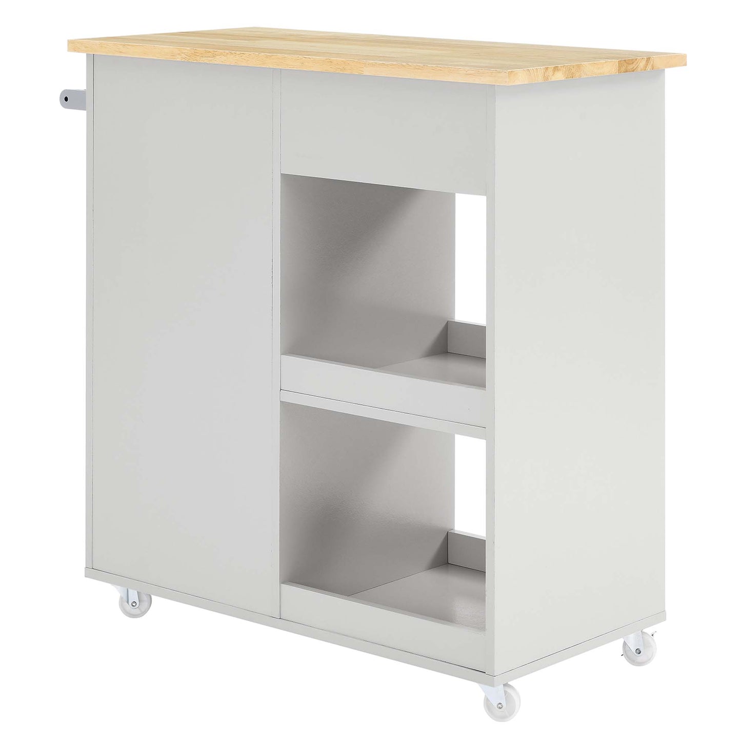 Modway Outlet Culinary Kitchen Cart With Towel Bar by Modway  Bar and Dining Furniture Light Gray Natural - EEI-6275-LGR-NAT
