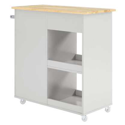 Modway Outlet Culinary Kitchen Cart With Towel Bar by Modway  Bar and Dining Furniture Light Gray Natural - EEI-6275-LGR-NAT