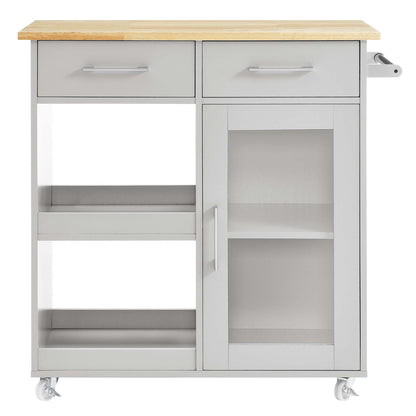 Modway Outlet Culinary Kitchen Cart With Towel Bar by Modway  Bar and Dining Furniture Light Gray Natural - EEI-6275-LGR-NAT