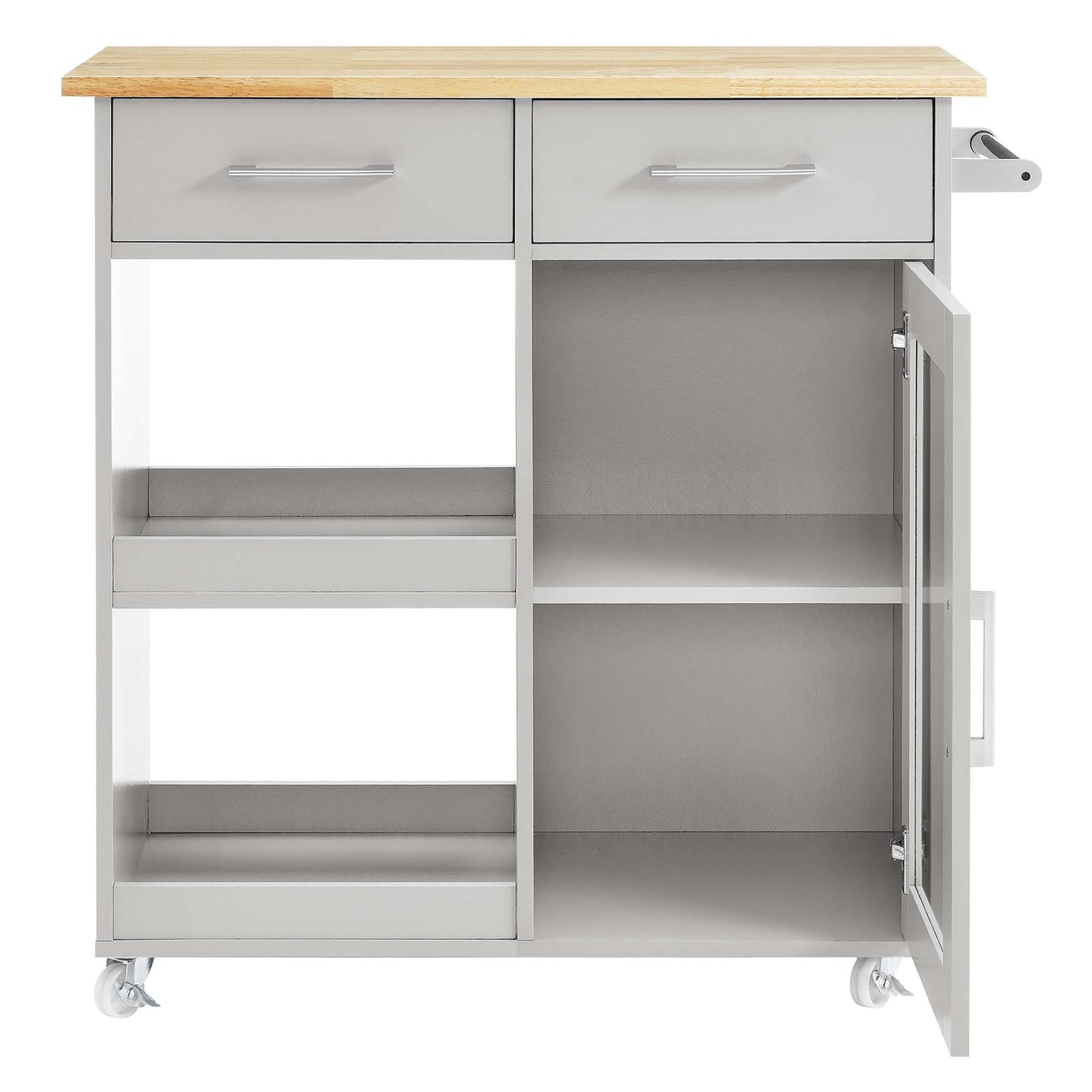 Modway Outlet Culinary Kitchen Cart With Towel Bar by Modway  Bar and Dining Furniture Light Gray Natural - EEI-6275-LGR-NAT