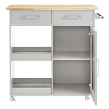 Modway Outlet Culinary Kitchen Cart With Towel Bar by Modway  Bar and Dining Furniture Light Gray Natural - EEI-6275-LGR-NAT