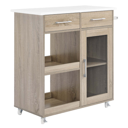 Modway Outlet Culinary Kitchen Cart With Towel Bar by Modway  Bar and Dining Furniture Oak White - EEI-6275-OAK-WHI