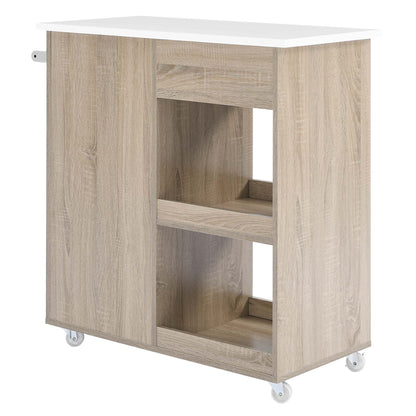 Modway Outlet Culinary Kitchen Cart With Towel Bar by Modway  Bar and Dining Furniture Oak White - EEI-6275-OAK-WHI