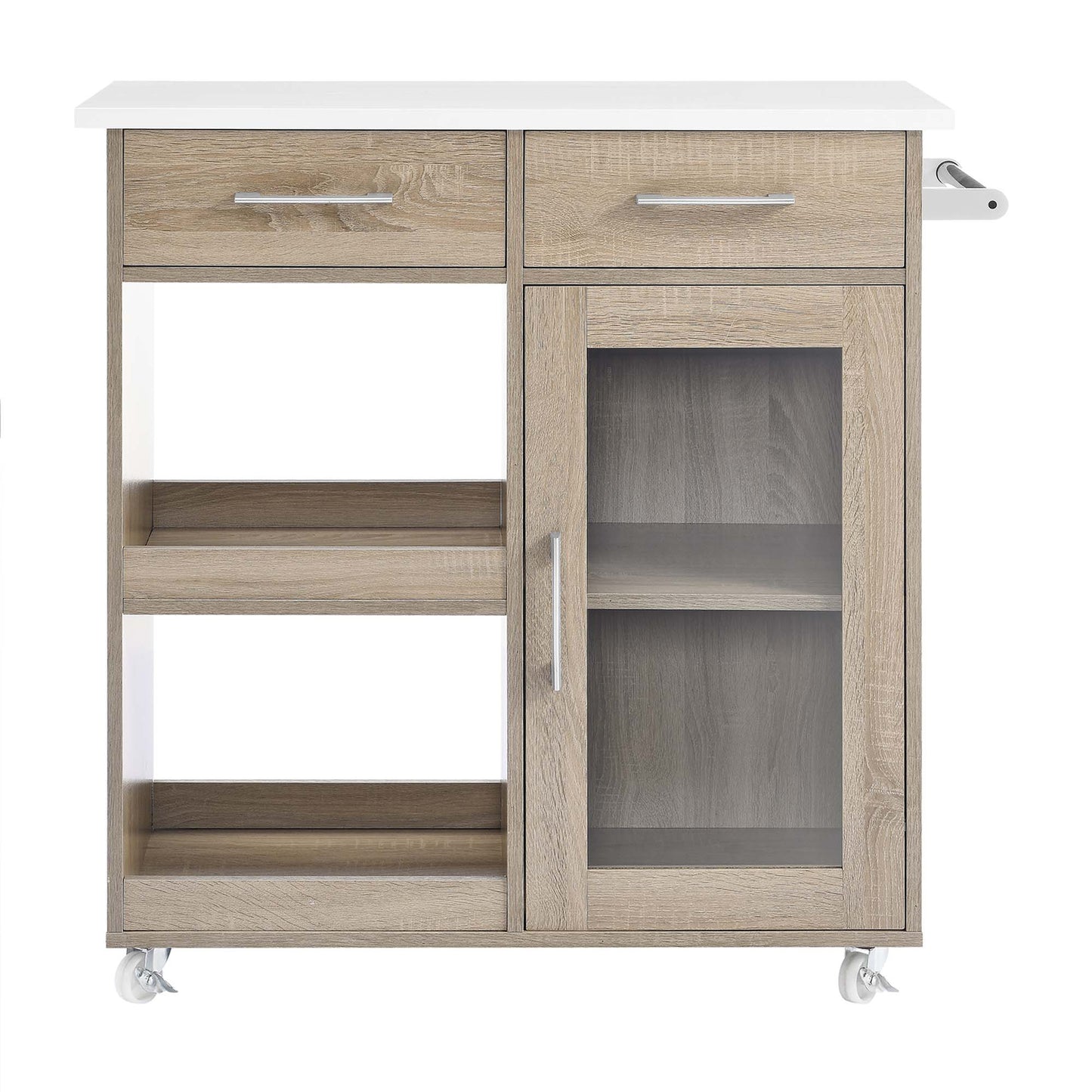 Modway Outlet Culinary Kitchen Cart With Towel Bar by Modway  Bar and Dining Furniture Oak White - EEI-6275-OAK-WHI