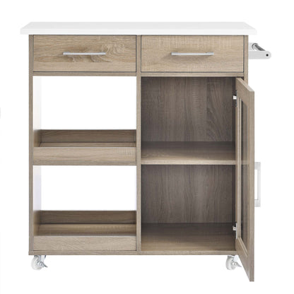 Modway Outlet Culinary Kitchen Cart With Towel Bar by Modway  Bar and Dining Furniture Oak White - EEI-6275-OAK-WHI